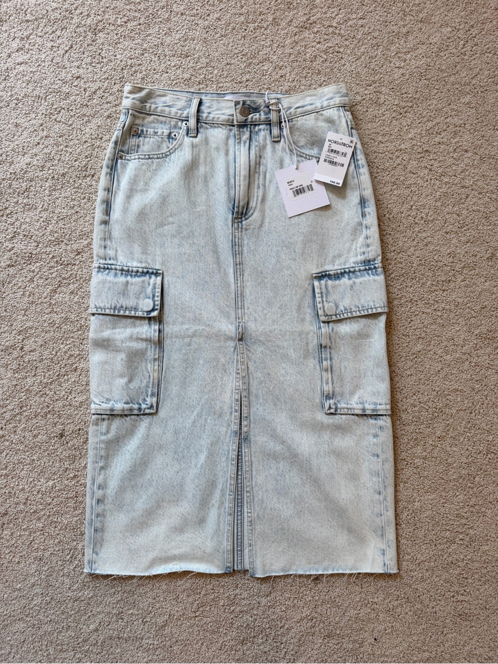 Pistola McKayla Low Slung Cargo Denim Midi Skirt in Parasol - Size 25 NWT